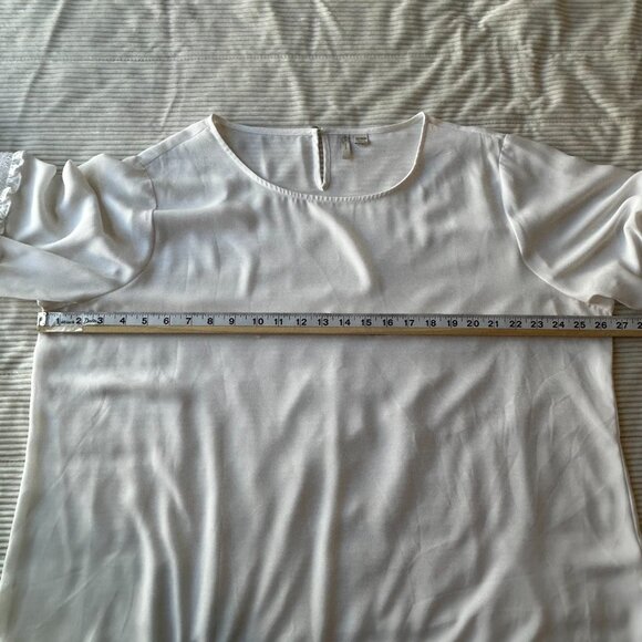 Cato Women’s Plus Size 22/24W White Blouse Boho Flowy 3/4 Bell Sleeve Top - Picture 12 of 14